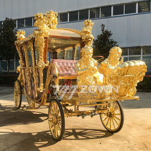 Hermoso <span class=keywords><strong>Carruaje</strong></span> Eléctrico Cubierto <span class=keywords><strong>con</strong></span> <span class=keywords><strong>Caballos</strong></span>, Diseño Europeo Real Antiguo de 4 Ruedas - Product Image 6