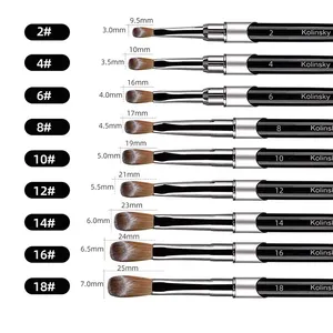 Pincel de Uñas Acrílico Kolinsky 100% Puro, 1 Pieza, Negro, para Gel UV, Extensión de Uñas, Diseño de Arte de Uñas - Product Image 2
