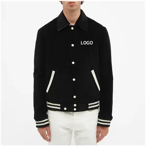 OEM ODM Custom MOQ 50PCS Coached Men Print Logo Casual Baseball Corduroy Varsity Jackets