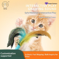 Neues, hübsches Katzenspielzeug aus PC-Kunststoff mit Glocke und Federstab, interaktiver Spielstab, Großhandel