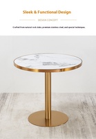 Table en pierre frittée sur base en acier inoxydable personnalisée pour restaurants, cafés, bars à grignoter, salons de thé