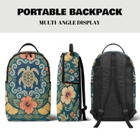 Sac à dos décontracté portable OEM à imprimé hibiscus hawaïen avec fermeture éclair et poche avant