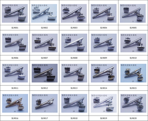 男性用ネクタイクリップセット真鍮素材正方形丸型カフリンク中国工場卸売価格 - Product Image 2