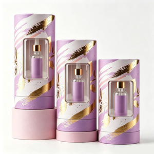 Luxury Gold <b>Foil</b> Perfume Bottle Cylindrical Box Packaging 50ml Eco Friendly Cosmetic Paper Tube Essential Oil Round <b>Container</b> - Product Image 3