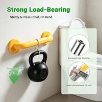 Barre de sécurité de douche en acier inoxydable jaune de 12 pouces, support de sécurité pour personnes âgées