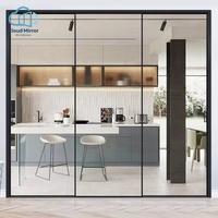Puerta Corredera Plegable de Aluminio Negro Moderno con Vidrio para Cocina y Comedor, Puerta Interior Personalizada