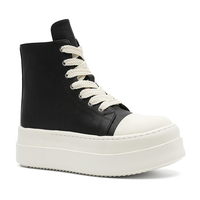 Bottes décontractées noires pour hommes, montantes, à semelle épaisse, respirantes, antidérapantes, confortables, à lacets, style skate, pour toutes les saisons