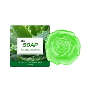 手工绿色芦荟沐浴皂，用于酒店浴室和淋浴间美白美白