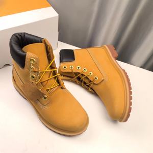 Botas de Tobillo con Cordones de Alta Calidad, Personalizadas, de Moda, para Hombre y Mujer, de Cuero Genuino, Impermeables, Estilo Clásico de Invierno, Color Amarillo - Product Image 5