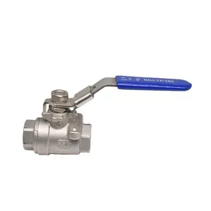 Válvula de bola NPT forjada de acero inoxidable 304 Premium para Gas con interruptor de apagado de mango largo azul