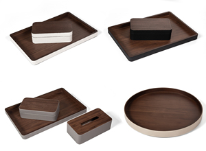 Bán Buôn Thân Thiện Với Môi Chất Lượng Cao Tùy Chỉnh Với Tay Cầm Khắc Logo Bữa Ăn Tối Tấm Óc Chó Da Màu Be Phục Vụ Khay Đặt - Product Image 5