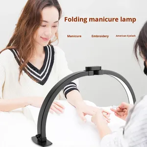 Lámpara de uñas de belleza de aluminio <span class=keywords><strong>minimalista</strong></span> con sombra de media <span class=keywords><strong>luna</strong></span> plegable, <span class=keywords><strong>tatuaje</strong></span> de pestañas bordado Flexible, novedad, fuente de alimentación CC - Product Image 2
