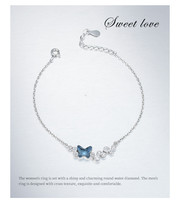 Bijoux fantaisie Bracelets papillon & Bracelets Bracelet papillon à breloque en cristal en argent sterling 925 OEM/ODM