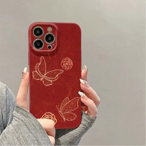 Cover per Cellulare in PC Rigido con Stampa Fotografica di Farfalle e Fiori Rosso Vino per <span class=keywords><strong>iPhone</strong></span> <span class=keywords><strong>Xr</strong></span> 11 12 13 14 15 16 17 18 Pro Max - Product Image 1