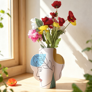 Vase en papier pliable à motif ethnique vintage, vase à fleurs imperméable pour la décoration de table de mariage ou de fête - Product Image 2