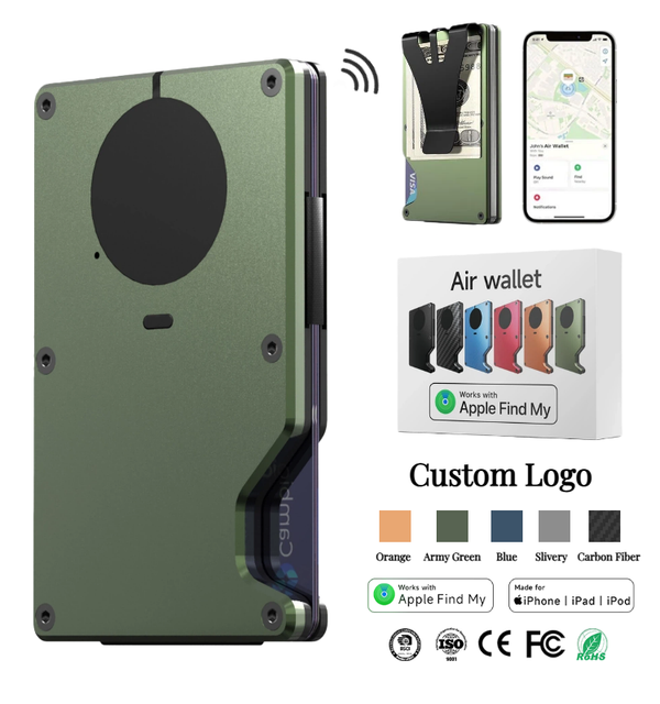 Newest Design RFID Compact Metal Wallet Smart Locator for Apple Find My Card Holder Wallet with tracker Business Travel Men Gift