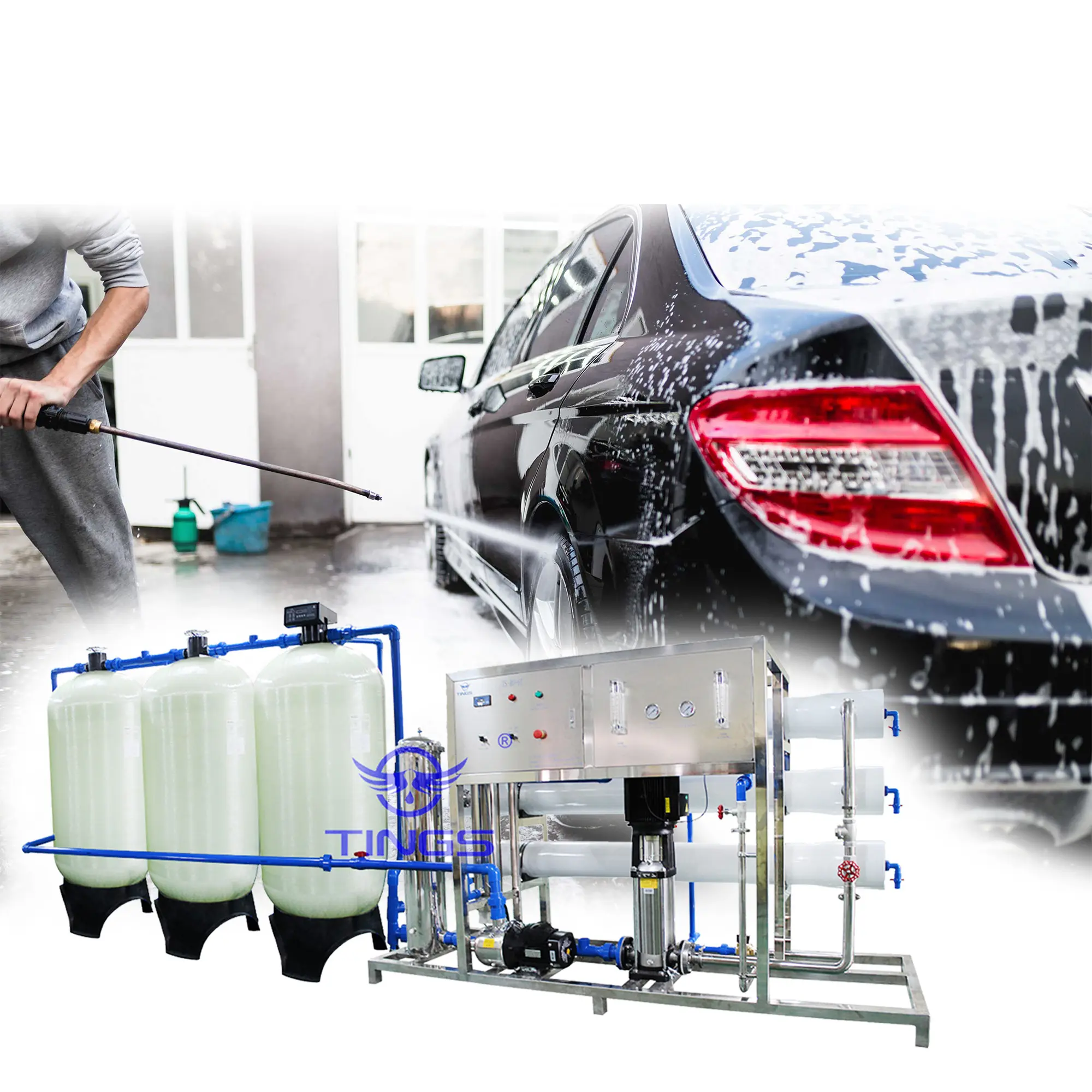 Sistema de agua de ósmosis para lavado de coches, 2000LPH, 5000LPH, precio de fábrica