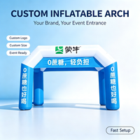 Tente carrée gonflable pour événements en plein air, 8 m, bleu et blanc, tissu Oxford imperméable, certifiée CE, durable, installation facile, publicité personnalisée