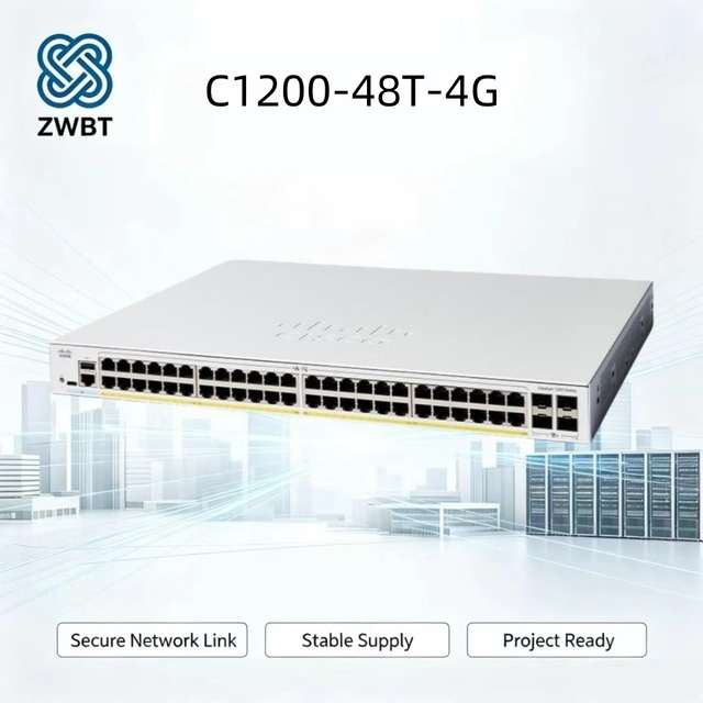 Cisco Switch Catalyst C1200-48T-4G 48 Port Gigabit Layer 2 Managed Switch 4x1G SFP Uplinks 104Gbps 77.38Mpps Rack Small Business