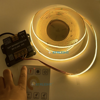 Barra de luz LED bicolor CCT COB, 24V, 12V, cinta Flexible FOB COB, blanco cálido, 2700-6500K, Color regulable, atenuador RF, lámpara de cobre