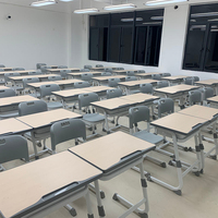 Conjunto de Escritorio y Silla Escolar Moderno, Cómodo y Duradero, Ajustable en Altura, con Marco Metálico, Superficie de Madera y Cesta para Libros, para Oficina en Casa
