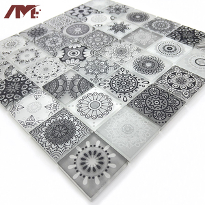 Salle de bain moderne auto-adhésif bricolage gris cristal verre mosaïque carreaux mur - Product Image 3
