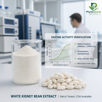 Poudre d'extrait de haricot blanc (Phaseolus Vulgaris L.) de qualité alimentaire, extrait végétal, Phaseolamine 1%, inhibiteur d'amylase, en flacon