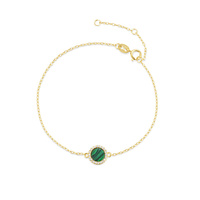 Bracelet diamant malachite rond en argent sterling S925 classique pour femmes filles