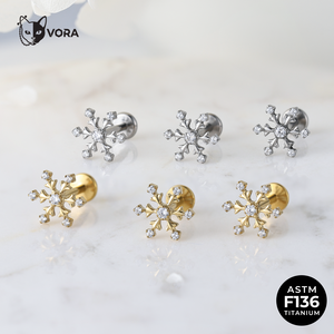 <span class=keywords><strong>Piercing</strong></span> Labret Flocon de Neige en Titane ASTM F136, Fileté Intérieurement, avec Grappe de Zircone Cubique, pour Cartilage d'Oreille, Hélix, Tragus, pour Enfants et Mariages - Product Image 3