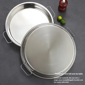 Plateau <span class=keywords><strong>plat</strong></span> jetable en acier inoxydable Yolecen pour poulet, <span class=keywords><strong>poisson</strong></span>, légumes, riz, gâteaux vapeur, nouilles froides - Product Image 4