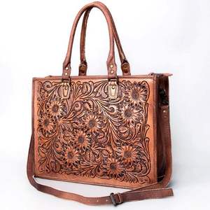 Sac à main en cuir de buffle véritable à motifs floraux en cuir de vachette pour femmes Sac à main Sac à bandoulière artisanal - Product Image 2