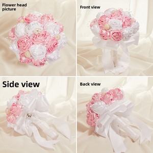 Blanc Satin Rose Clair Soie Rose Moderne Bouquet De Mariage De Luxe Bouquet De Mariée À La Main Mariée Tenu Dans La Main Fleur Romantique Valentine - Product Image 3
