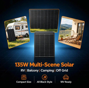 <span class=keywords><strong>Panneau</strong></span> <span class=keywords><strong>solaire</strong></span> carré noir 135W de qualité supérieure, type N TOPCon, 18V, pour <span class=keywords><strong>camping</strong></span>-<span class=keywords><strong>car</strong></span>, hors réseau, balcon, <span class=keywords><strong>camping</strong></span>, système <span class=keywords><strong>solaire</strong></span> hybride, fabrication OEM en gros. - Product Image 6