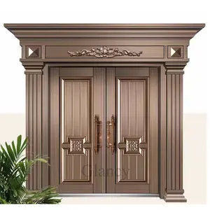 Chinese Traditional Style Entry Main Stainless Steel Front Doors Modern Design High Quality Steel Double Front Doors For Villa