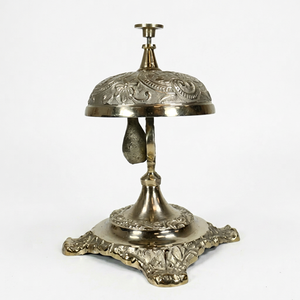 Classic Antique <b>Brass</b> Desk <b>Bell</b> | Vintage Hotel Reception Counter Service Callin - Product Image 1