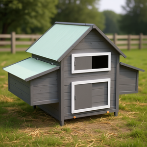 Gallinero de madera maciza de abeto gris de 59.8x37.7x43.3 pulgadas, jaula para animales para el alojamiento de pollos - Product Image 2