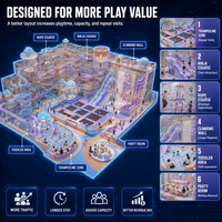 Module d'activités pour piscine à balles, structure familiale, couleurs vives et rembourrées (orange, bleu, cyan), certifié CE ASTM