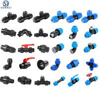 Raccords de tuyauterie en compression HDPE PP en gros PN16 Filetage femelle Té Connexion rapide Connecteurs de douille pour système d'irrigation d'eau