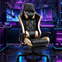 Chaise de bureau ergonomique noire dorée avec siège en mousse moulée, chaise de jeu confortable pour la maison et le bureau
