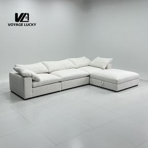 Sofá Seccional Moderno VL de Primera Calidad, Elegante Sofá Tapizado en Color Blanco, Sofá Seccional para Sala de Estar - Product Image 2