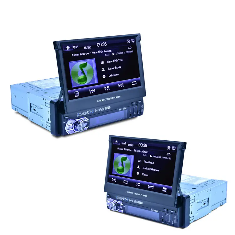 Araba Stereo 1 Din araba radyo ile 7 inç geri çekilebilir ekran desteği ayna bağlantı MP5 USB TF kart ve arka görüş kamera