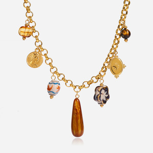 Collar de Acero Inoxidable con Múltiples Colgantes de Resina y Cerámica, Cadena Elegante para Clavícula, Estilo de Lujo Ligero - Product Image 1