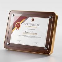 Cadre de certificat en acrylique sur base en bois personnalisée HBL OEM, design magnétique, plaque d'honneur d'entreprise pour cérémonie, souvenir