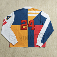 Maillots de rugby vintage personnalisés en patchwork, coupe courte et oversize, style streetwear, avec logo imprimé et brodé, 100 % coton pour homme