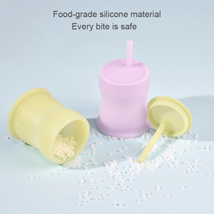 New Food Grade Silicone <b>Cup</b> With Straw Cap <b>Reusable</b> Drinkware For Travel Unisex Minimalist Design Solid Color Set - Product Image 4
