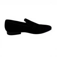 Mocassins de luxe pour hommes en velours noir gaufré, à bout pointu, chaussures habillées pour banquets et événements du soir, logo personnalisé disponible