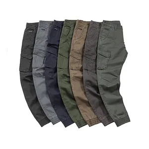 Sabin-pantalones Cargo de algodón lavados para hombre, Sarga de alta calidad, varios colores, con bolsillos, a la moda, para correr, novedad de otoño - Product Image 1