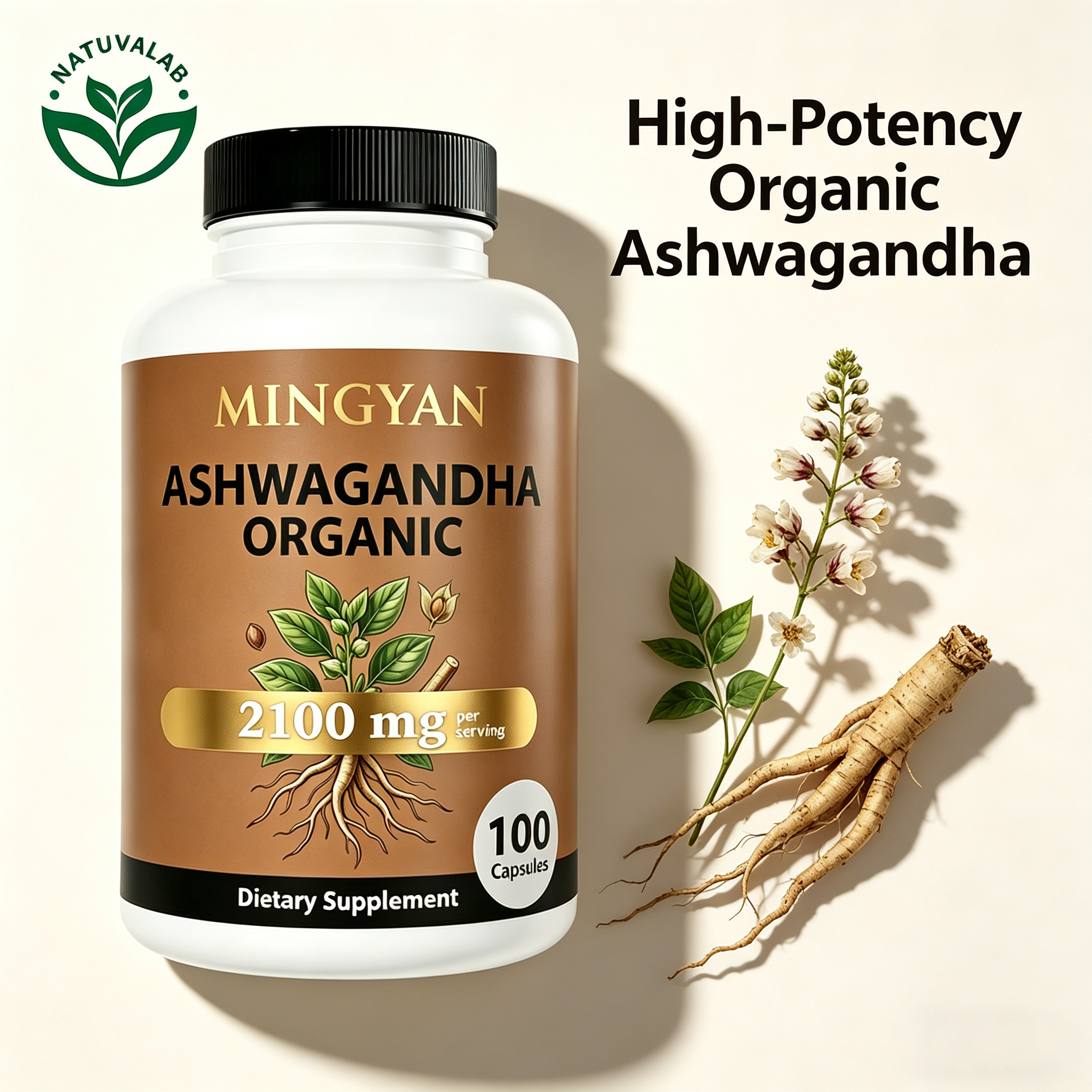 KSM-66 Ashwagandha Extract Capsules For Stress Relief And Mood Support Vegetarian Herbal Supplement