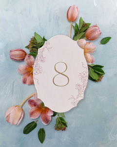 Números de mesa de impresión de jardín de forma ovalada con papel de aluminio de lujo para decoración de boda invitaciones de papel <span class=keywords><strong>menú</strong></span> tarjetas de lugar - Product Image 1