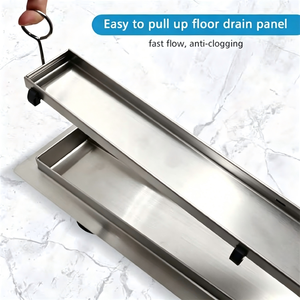 Siphon de douche linéaire encastrable moderne invisible en acier inoxydable, grille anti-odeur amovible pour salle de bain et cuisine - Product Image 3
